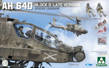 Apache AH-64D Block II Late Version include 3D resin parts and 02 figures Takom 2608 skala 1/35