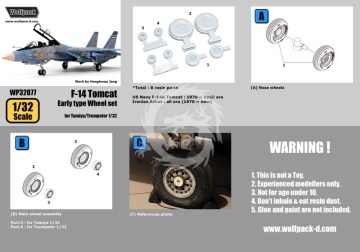 F-14 Tomcat Early Type Wheel Set for Tamiya, Trumpeter - Wolfpack  WP32077 skala 1/32