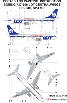 Boeing 737-300 LOT i Centralwings SP-LMD - Banzai 144009 skala 1/144