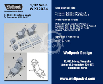 Zestaw dodatków K-36DM Ejection seats for Su-27, Wolfpack WP32034 skala 1/32