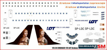 Embraer 170 Lot Krakow - SP-LDC decals 1/144 Pas-Decals