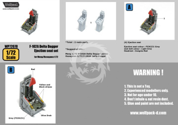 Zestaw dodatków F-102A Delta Dagger Ejection seat set (for Hasegawa/Meng 1/72), Wolfpack WP72078 skala 1/72