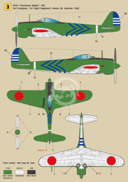 Zestaw kalkomanii Ki43 Hayabusa Part.1 (Model 1), Wolfpack WD48008 skala 1/48
