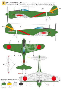 Zestaw kalkomanii Ki43 Hayabusa Part.1 (Model 1), Wolfpack WD48008 skala 1/48