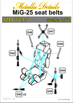 MD7215 MiG-25 Seat belts Metallic Details skala 1/72
