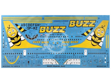 Decals B737 MAX 8 BUZZ Ryanair Sun BOA44134 skala 1/144 