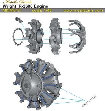 Wright R-2600 Metallic Details  MDR48197 skala 1/48