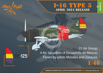  I-16 Type 5 (late) in the sky of Spain Clear Prop CP4822 skala 1/48