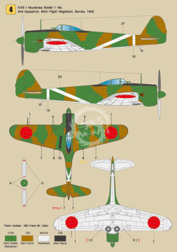 Zestaw kalkomanii Ki43 Hayabusa Part.1 (Model 1), Wolfpack WD48008 skala 1/48