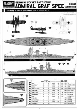 Model plastikowy German Pocket Battleship Admiral Graf Spee Academy 14103 skala 1/350