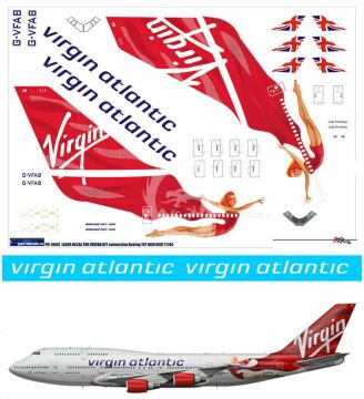 Boeing 747-400 Virgin Atlantic airways Lady Penelope G-VFAB Kalkomania Pas-Decals skala 1/144