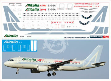 Airbus A320 ALITALIA COM EI-DSA Kalkomania Pas-Decals w skali 1/144