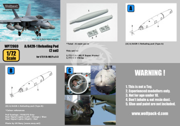 Zestaw dodatków A/A42R-1 Refueling Pod set (for 1/72 F/A-18 & S-3), Wolfpack WP72080 skala 1/72