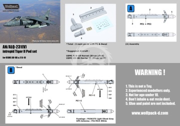 AN/ALQ-231 Intrepid Tiger II Pod set for AV-8B, F/A-18 - Wolfpack WP32079 skala 1/32