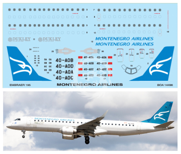 Embraer ERJ-195 - Montenegro Airlines 40-AOB- decal BOA14496