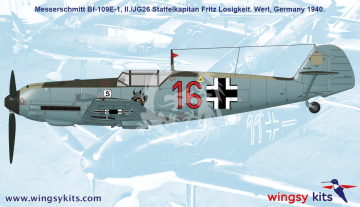 Model plastikowy German WWII Fighter MESSERSCHMITT Bf 109 E-1, WINGSY KITS D5-07, skala 1/48