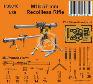 NA ZAMÓWIENIE - M18 57 mm Recoilless Rifle CMK P35016 skala 1/35 