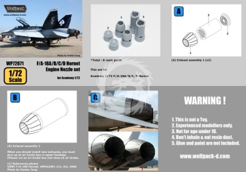 F/A-18A/B/C/D Hornet Nozzle Set for Academy - Wolfpack WP72071 skala 1/72