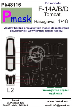  Maski do kabin F-14/A/B/D Tomcat for Hasegawa Pmask PK48116 skala 1/48