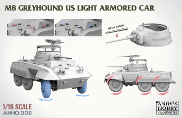 PREORDER - M8 Greyhound US Light Armoured Car Andy's Hobby Headquarters  AHHQ008 skala 1/16