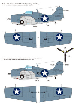 Zestaw kalkomanii F4F-4 Wildcat Part.2 Landbase Wildcat in Guadalcanal, Wolfpack WD72005 skala 1/72