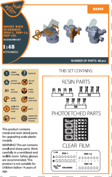 Zestaw Soviet WWII gun sights (PAK-1, PBP-1A, PBP-1B), Clear Prop Models, CPA48002, skala 1/48