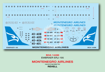 Embraer ERJ-195 - Montenegro Airlines 40-AOB- decal BOA14496