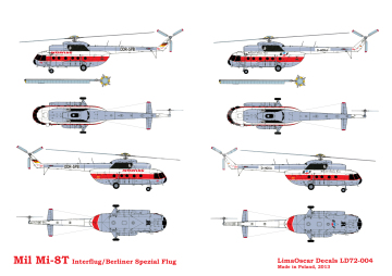Kalkomania do Mil Mi-8T Interflug Berlin/Specialflug, Lima Oscar Decals LD72-004 skala 1/72