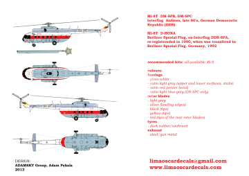 Kalkomania do Mil Mi-8T Interflug Berlin/Specialflug, Lima Oscar Decals LD72-004 skala 1/72