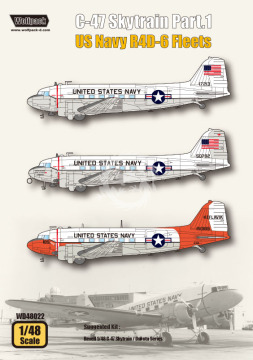 Zestaw kalkomanii C-47 Skytrain Part.1 - US Navy R4D-6 Fleets, Wolfpack WD48022 skala 1/48