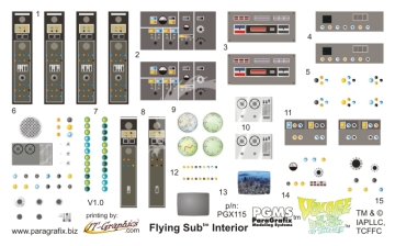 1:32 Scale Flying Sub Decals for Stock Interior PGX 115