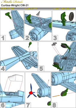  Curtiss-Wright CW-21 - Metallic Details MDR14455 skala 1/144