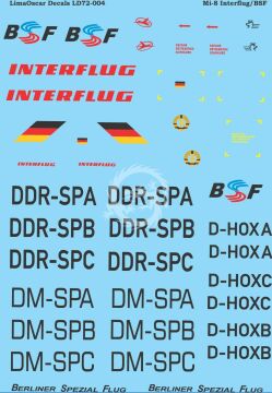 Kalkomania do Mil Mi-8T Interflug Berlin/Specialflug, Lima Oscar Decals LD72-004 skala 1/72