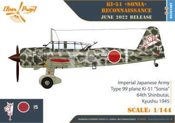  Ki-51 Sonia Reconnaissance Clear Prop CP144002 skala 1/144