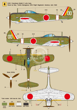 Zestaw kalkomanii Ki43 Hayabusa Part.2 (Model 2) (Hasegawa), Wolfpack WD48009 skala 1/48