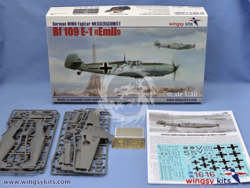 Model plastikowy German WWII Fighter MESSERSCHMITT Bf 109 E-1, WINGSY KITS D5-07, skala 1/48