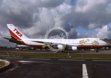 Boeing 747-100 TWA Trans World NEW N128TW Kalkomania Pas-Decals skala 1/144