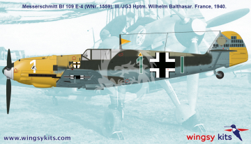 MESSERSCHMITT Bf 109 E-4 WINGSY KITS D5-10 skala 1/48