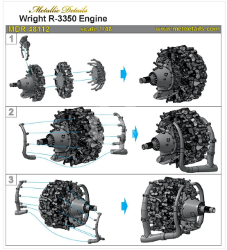 Wright R-3350-Metallic Details MDR48112 skala 1/48