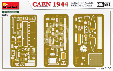 Caen 1944: Pz.Kpfw.IV Ausf.H & Kfz.70 w/Crews. Big Set - MiniArt 36066 skala 1:35