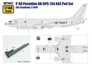Boeing P8A Poseidon AN/APS154 AAS Pod Set (Academy) - Wolfpack WP14411 skala 1/144