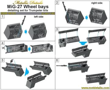 Mikoyan MiG-27 wheel bays (designed to be used with Trumpeter kits) Metallic Details MDR48101 skala 1/48