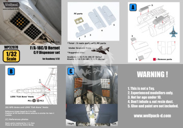 Zestaw dodatków F/A-18C/D Hornet C/F Dispenser set (for Academy 1/32), Wolfpack WP32078 skala 1/32