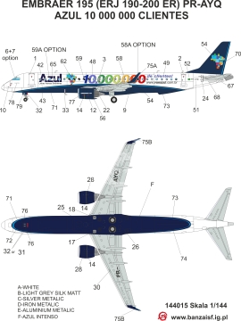 Embraer 195 LOT SP-LNN + Azul PR-AYQ 10 000 000 - Banzai 144015 - 1/144