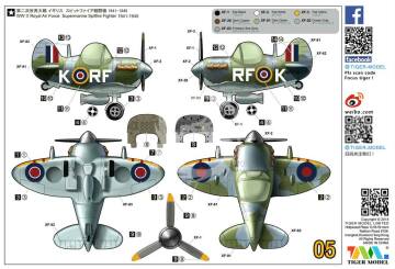 Model plastikowy WWII Royal Air Force Supermarine Spitfire Fighter Tiger Model TM-105 skala 1/Egg