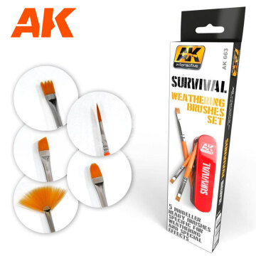Zestaw pędzli -SURVIVAL WEATHERING BRUSHES SET AK Interactive AK663