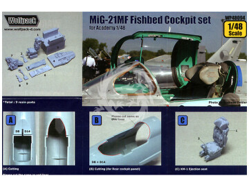 MiG-21MF 'Fishbed' Cockpit Set for Academy, Italeri - Wolfpack WP48094 skala 1/48