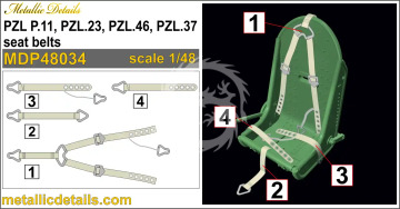 PZL P.11, PZL.23, PZL.46, PZL.37 seat belts -  Metallic Details MDP48034 skala 1/48
