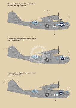 Zestaw kalkomanii PBY Catalina Part.2 - Black Cat Squadron (PBY-5A), Wolfpack WD48011 skala 1/48
