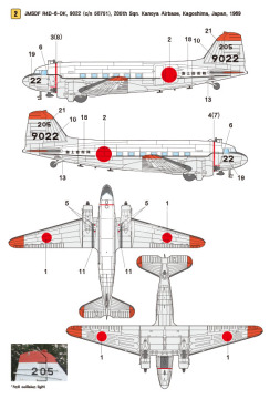 Zestaw kalkomanii C-47 Skytrain Part.2 - JMSDF R4D-6s, Wolfpack WD48023 skala 1/48